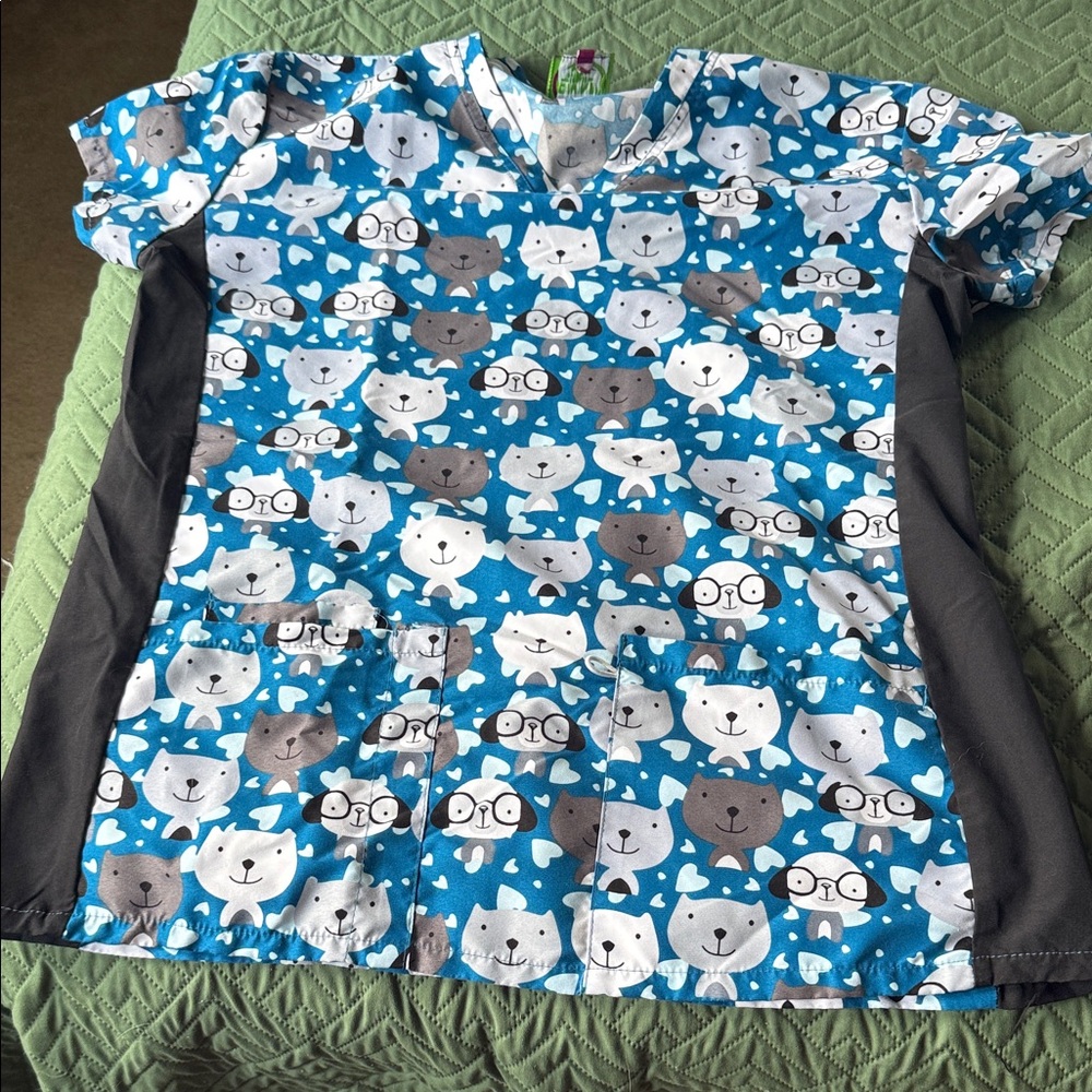 Blue and Gray Women's Top with Animal Print